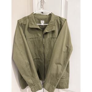 J.CREW Women’s Olive Green Cotton pocket jacket Size Large L